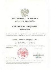 Certyfikat księgowy Monika Lala